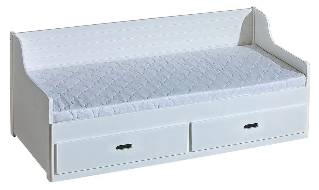 Kinderbett / Jugendbett Sahila inkl. 2. Liegefläche und 2 Schubladen, Farbe: Weiß - Liegefläche: 80 x 200 cm (B x L)