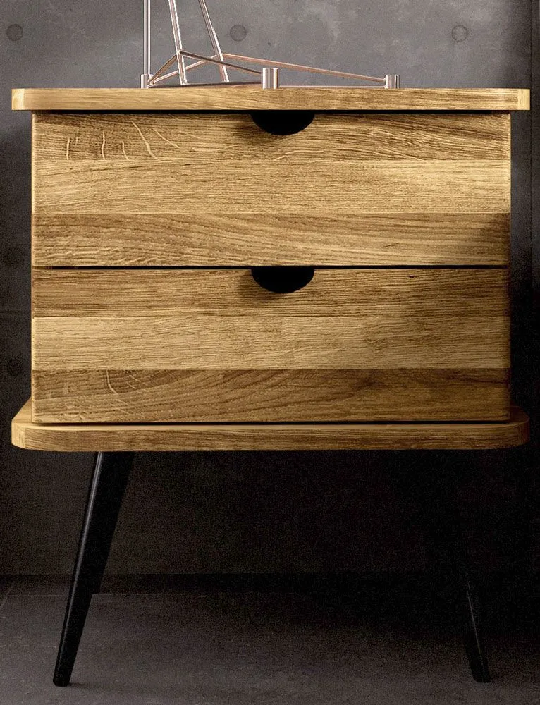 Nachtkommode Rolleston 05 Wildeiche massiv geölt - Abmessungen: 57 x 50 x 41 cm (H x B x T)