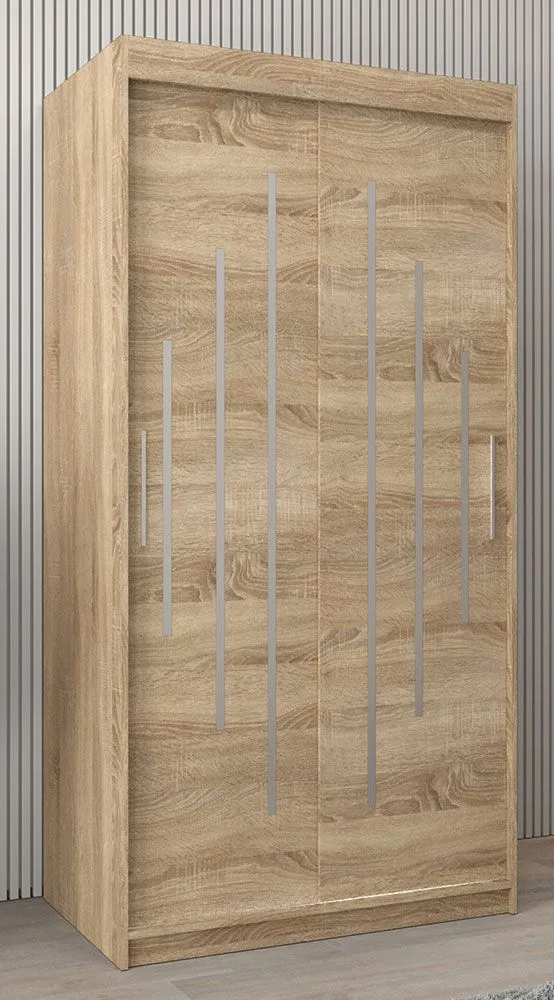 Schiebetürenschrank / Kleiderschrank Pilatus 01, Farbe: Eiche Sonoma - Abmessungen: 200 x 100 x 62 cm (H x B x T)