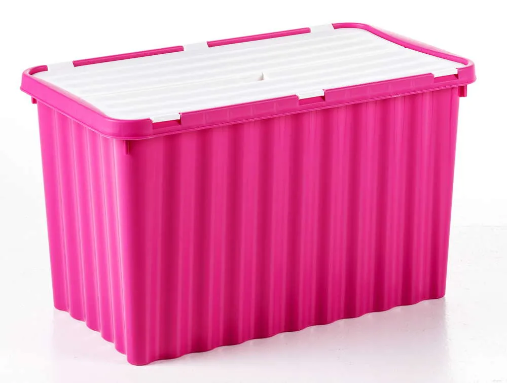 Wellenbox mit Klappdeckel - Pink/Weiß