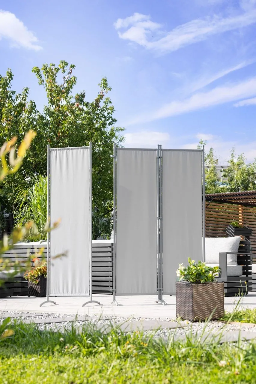 Stellwand Paravent 3tlg. ca. 260 x 170 cm (Höhe inkl. Standfuß) - Hellgrau