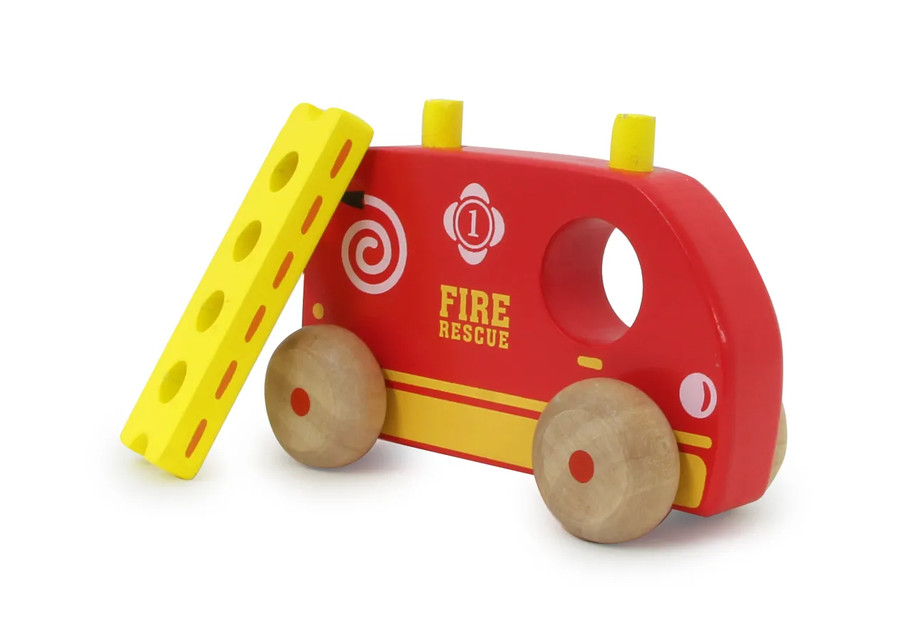 JAMARA Holzspielzeug Kidiwood Steckspiel Einsatzfahrzeuge 4tlg.