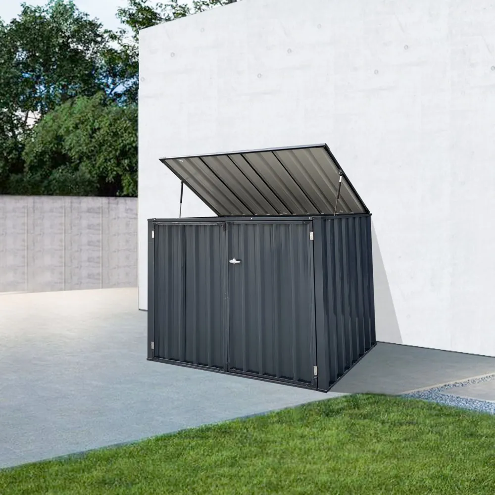 2er Mülltonnenbox, ca. 158 x 108 x 134/141 cm  - Anthrazit