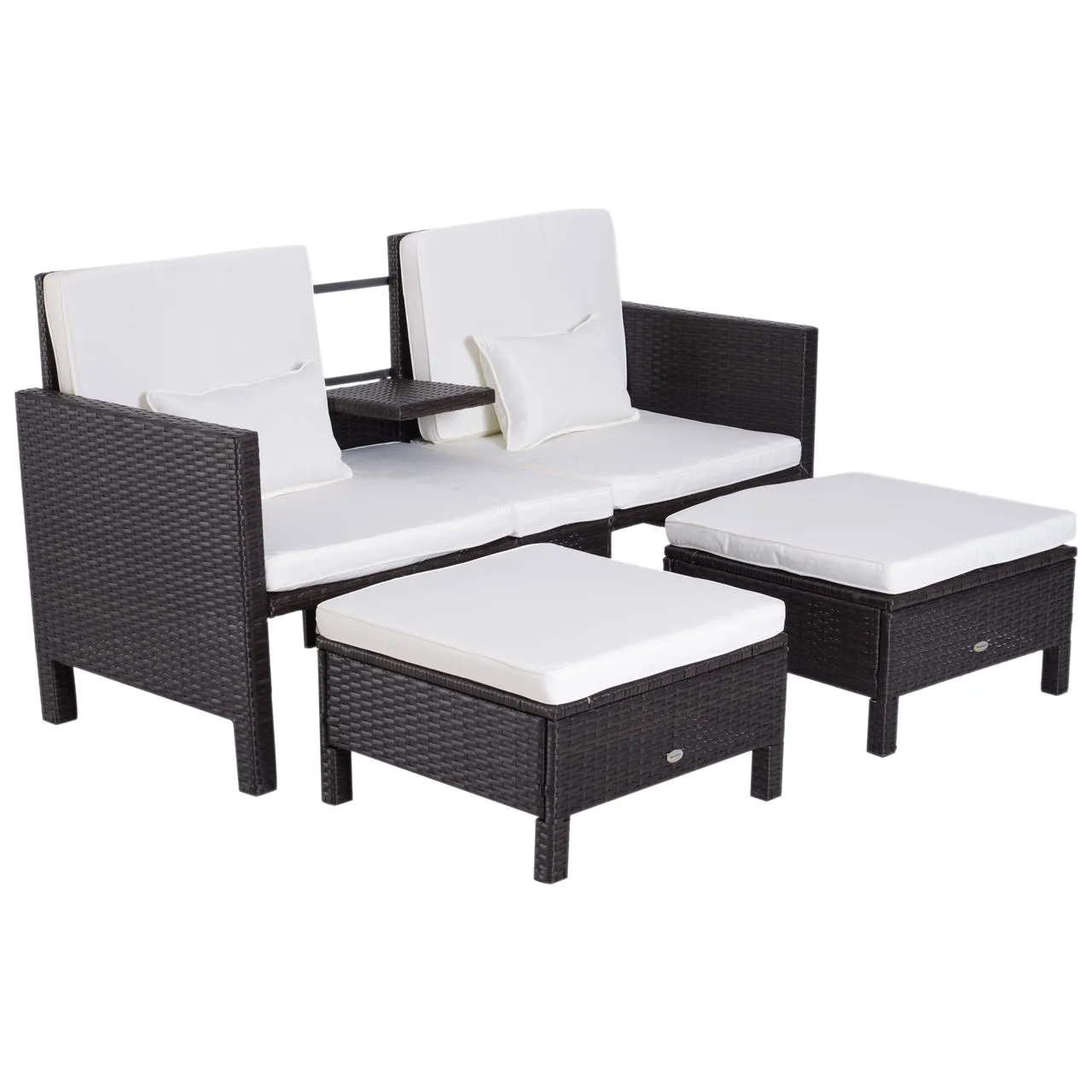 3-tlg. Lounge Gartenset2er-Sofa 2 x Hocker Kissen