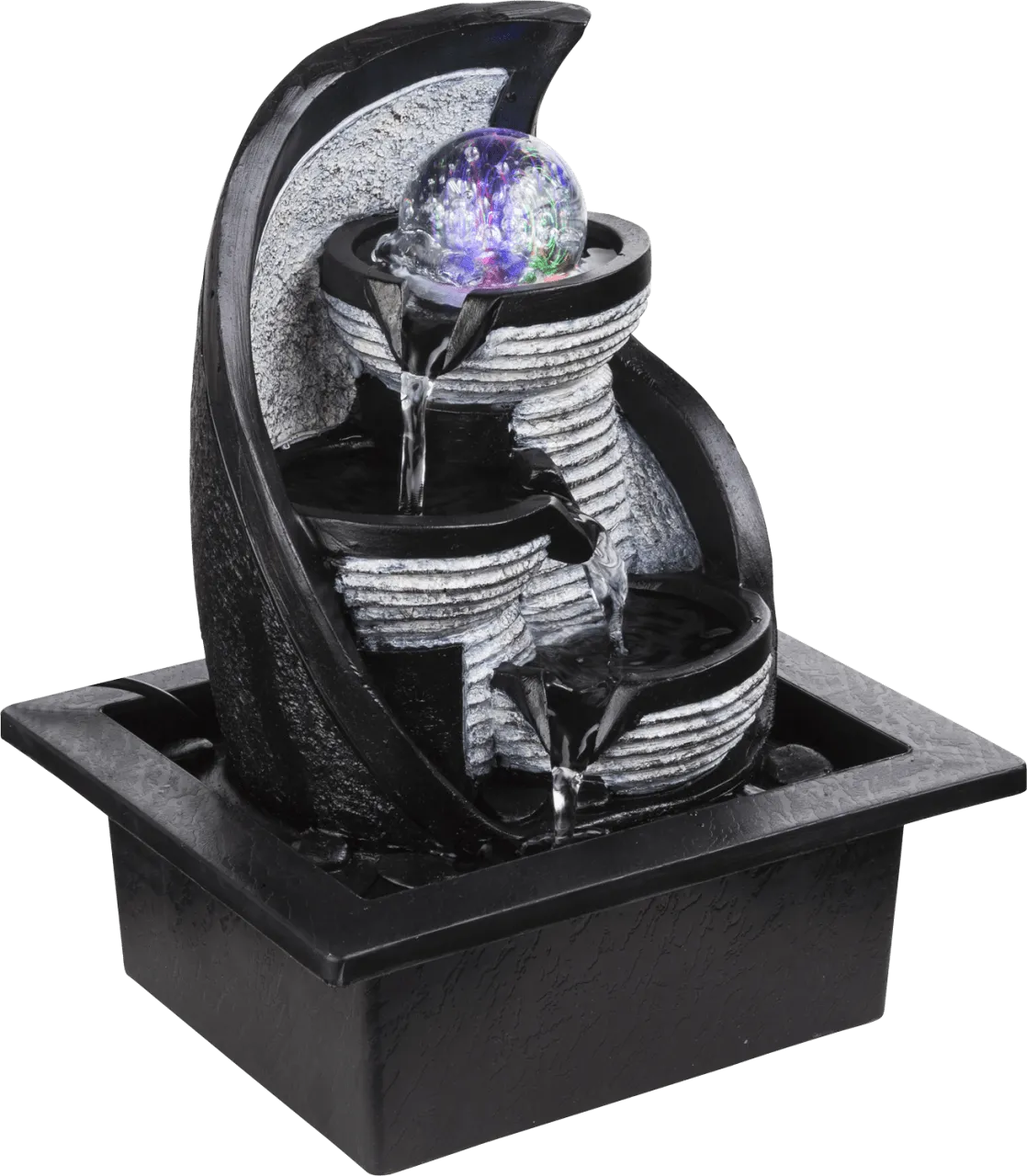 Lighting - ALBERT - Brunnen Kunststoff grau antik, 4x RGB LED