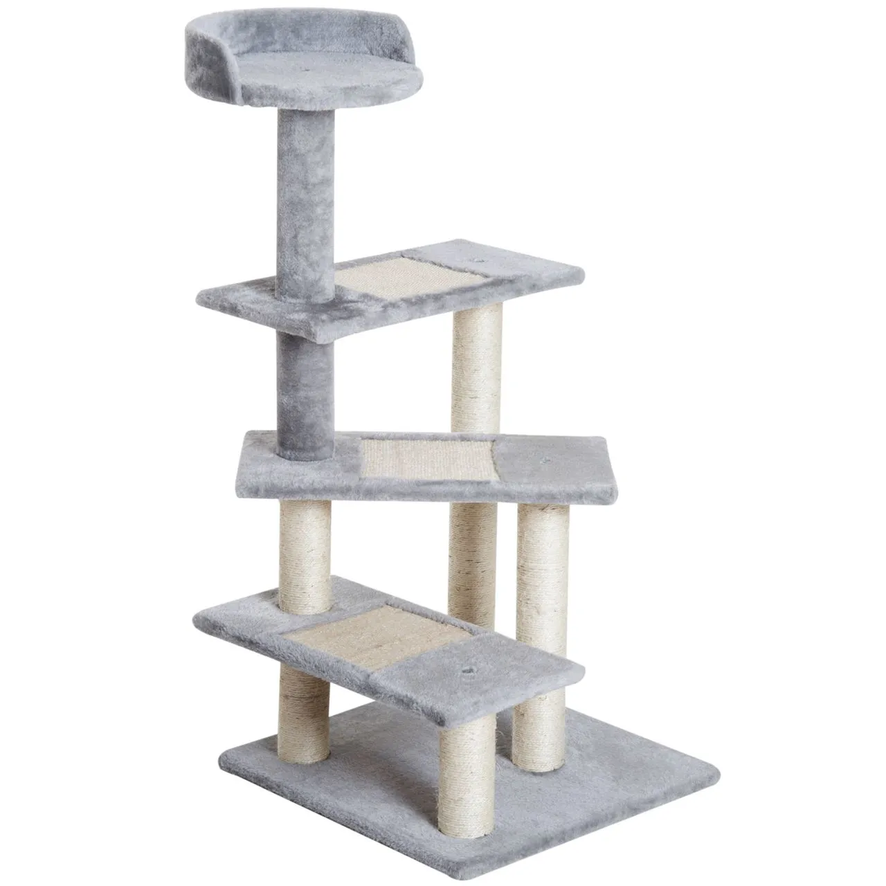 Kletterbaum Katzenbaum Spielbaum Katzenkratzbaum Treppe 5 Schichte Beige Grau 48 x 48 x 99,5 cm (LxBxH)