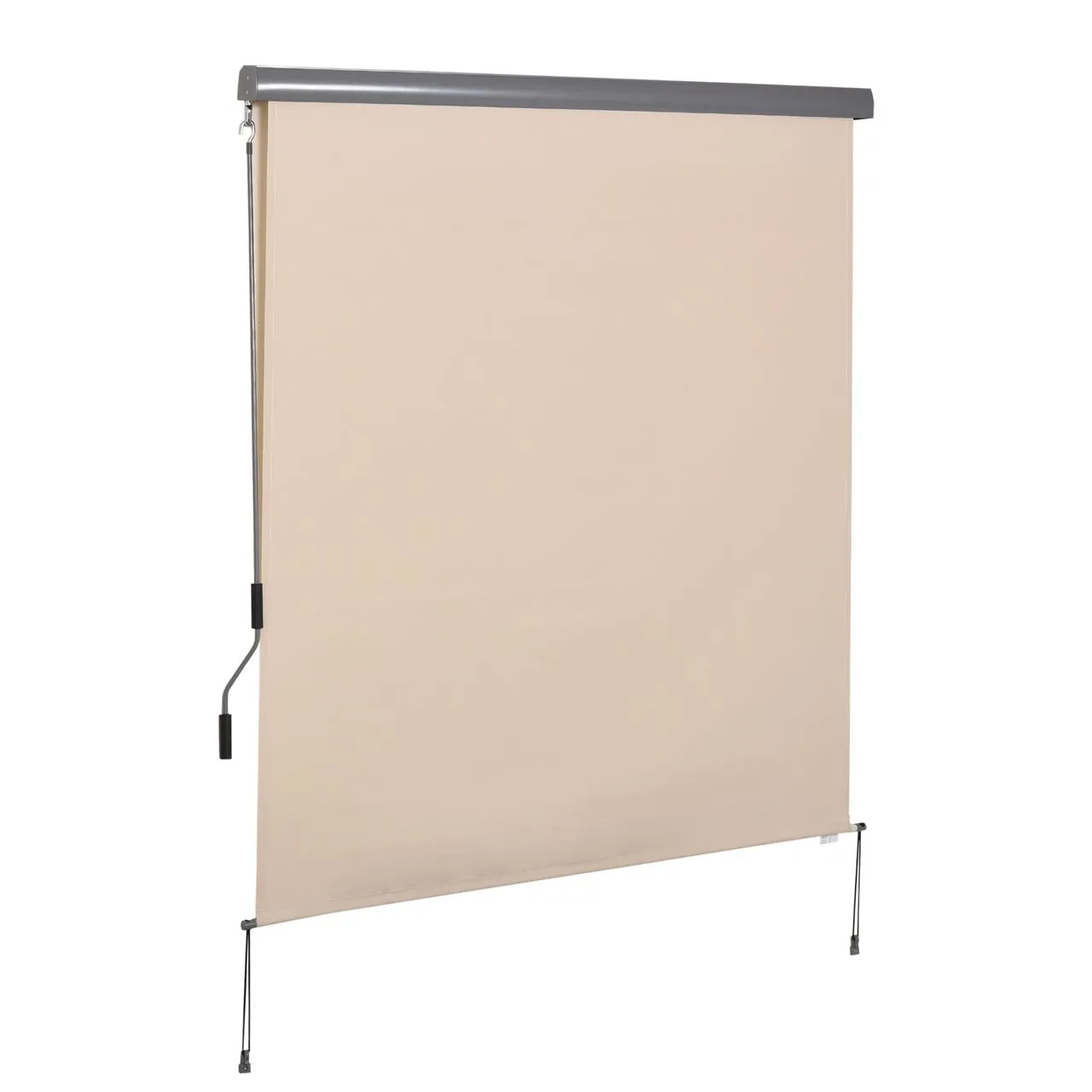 Senkrechtmarkise Balkonmarkise Vertikalmarkise Seitenrollo Sichtschutz mit Handkurbel Cremeweiß 160 x 250 cm