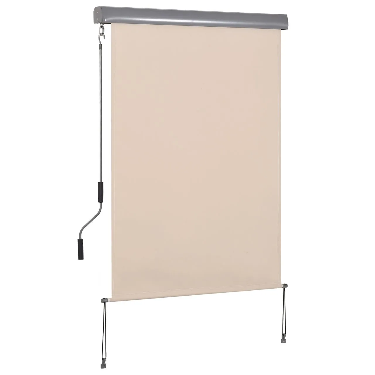 Senkrechtmarkise Balkonmarkise Seitenrollo Sichtschutz mit Handkurbel Cremeweiß 100 x 140 cm