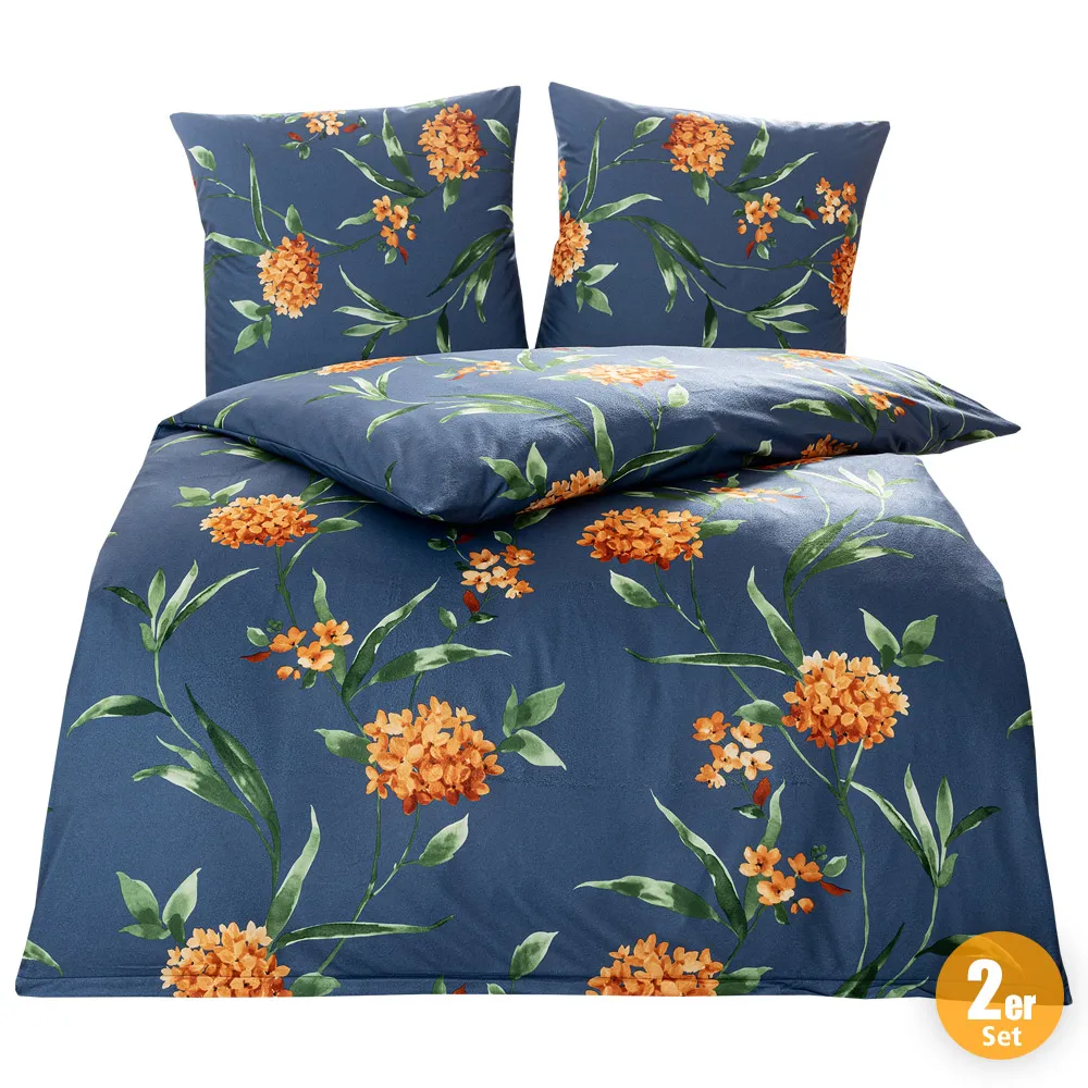 Mikrofaser-Jersey-Flanell-Bettwäsche, Flowers - 2er-Set