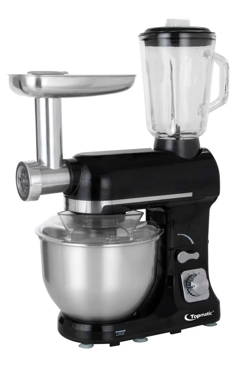 Schwarz Multifunktion Mixer 1800W Teigmaschine Fleischwolf