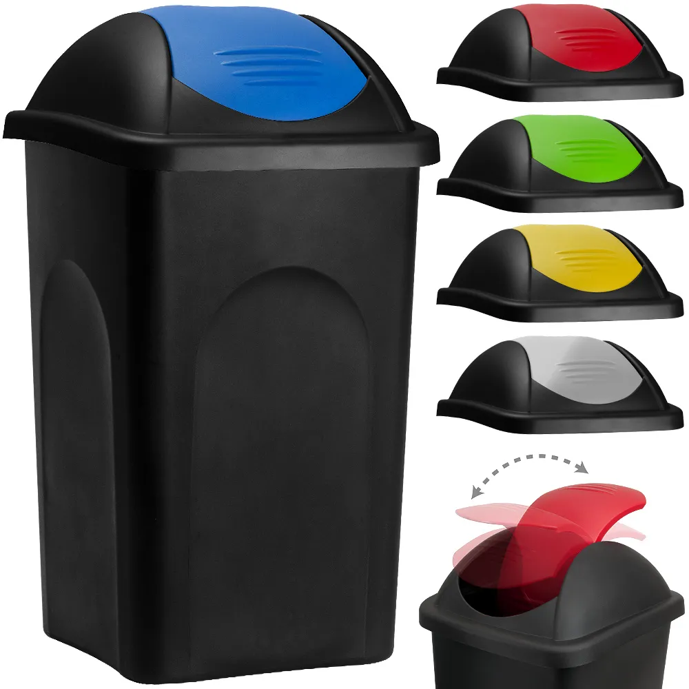 Deuba Mülleimer Multipat Kunststoff 60L 68 x 41 x 41cm schwarz / gelb