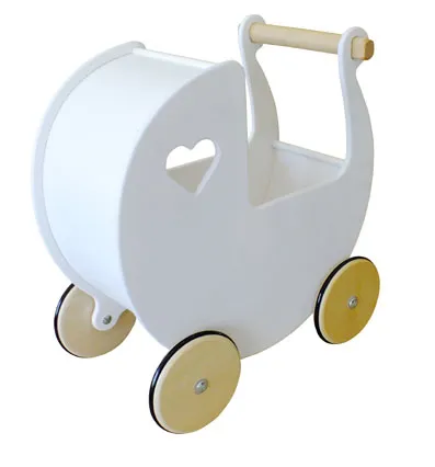 Dänischer Designer Holz-Puppenwagen (weiß) / dolls pram white