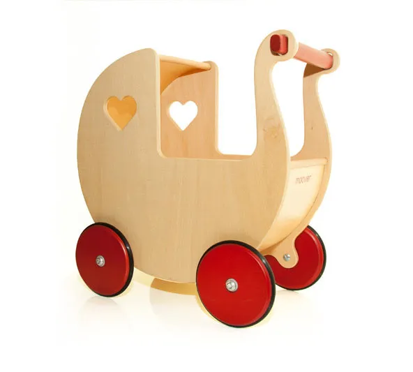 Dänischer Designer Holz-Puppenwagen (natur) / dolls pram natural