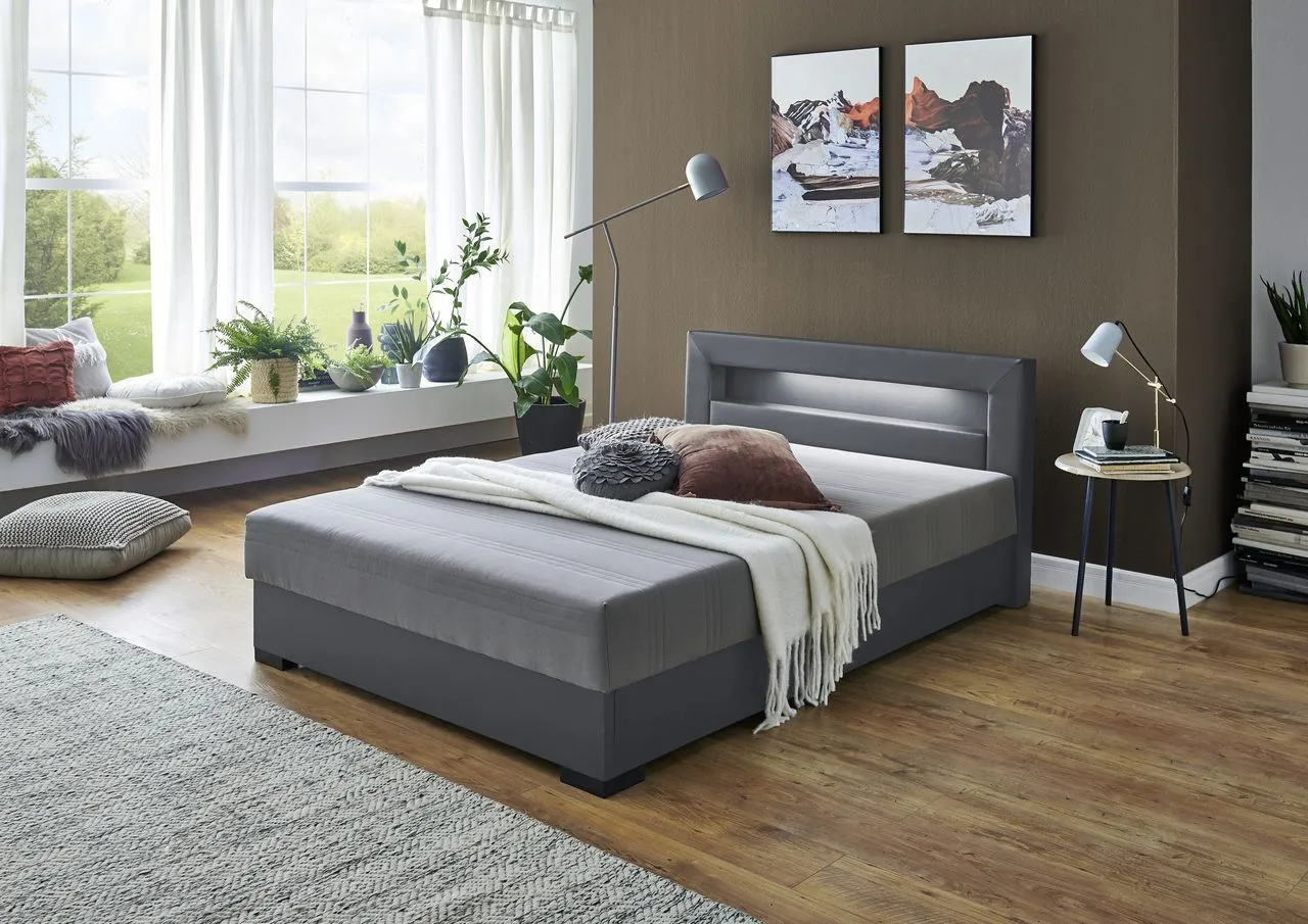 Boxbett MINA mit LED grau 140x200