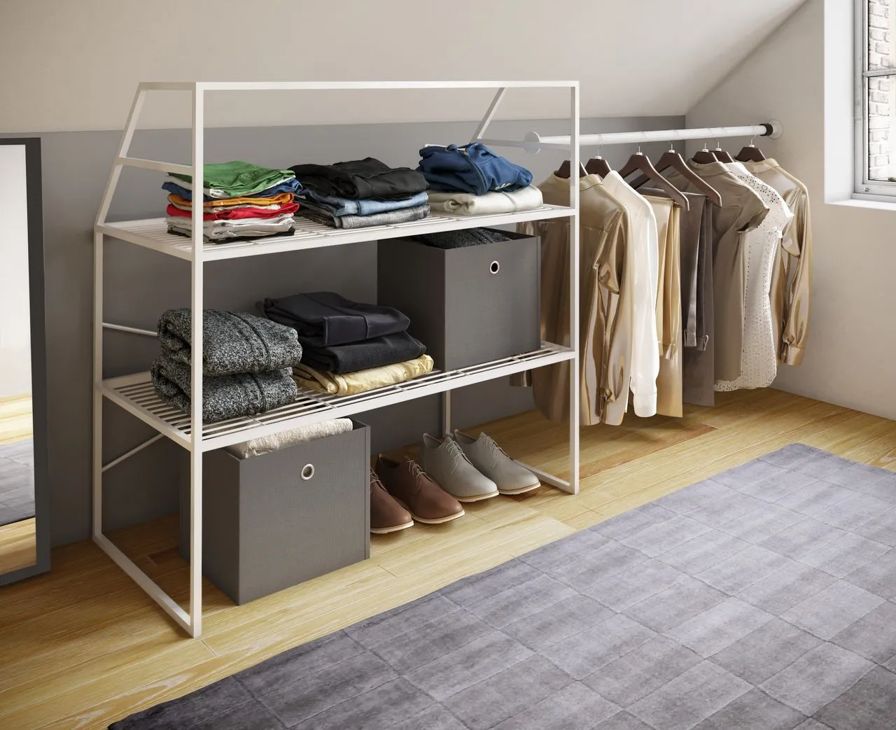 Kleiderschrank "Disal" mit Stange Weiß