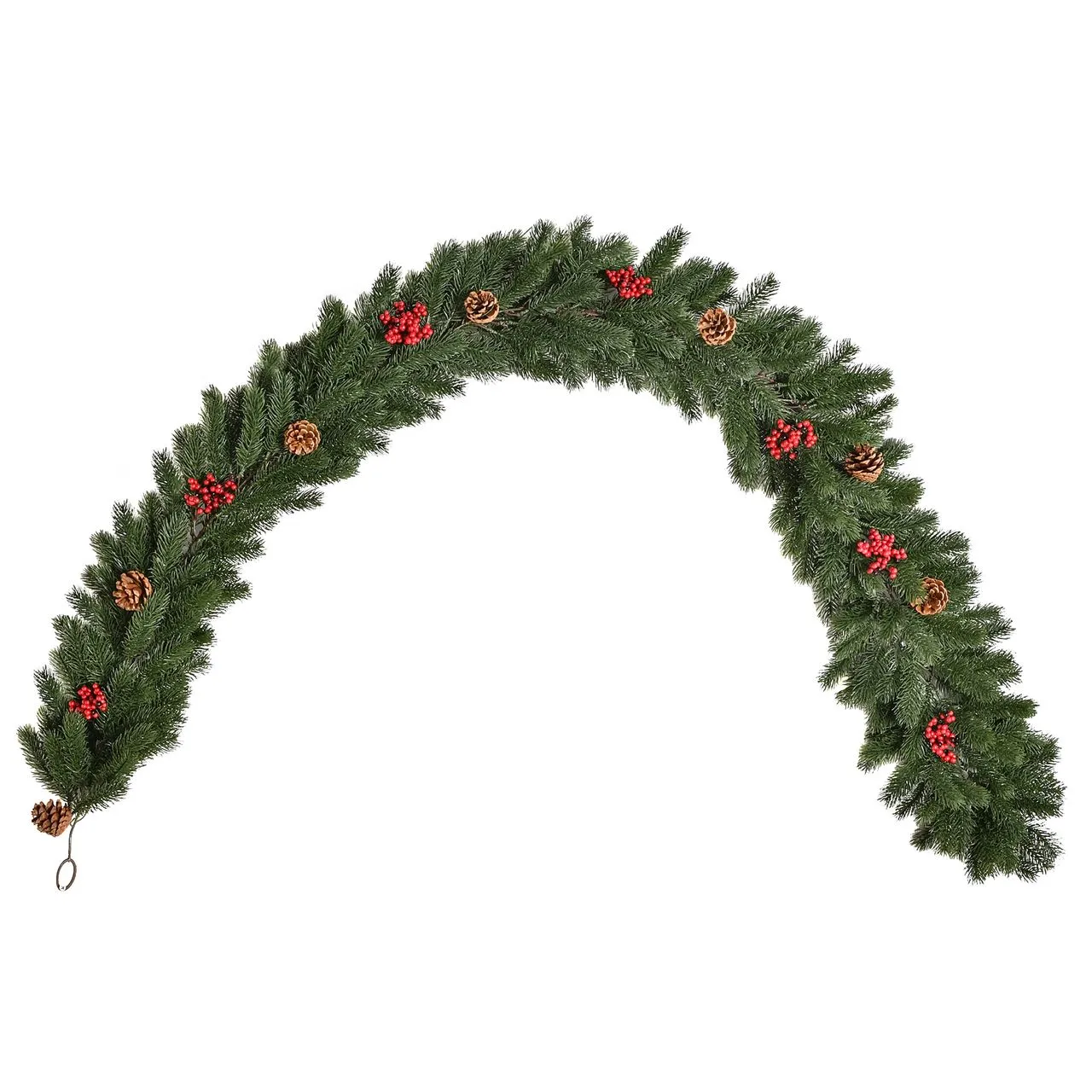1,9M künstliche Weihnachtsgirlande Blumendekoration mit Tannenzapfen Beeren Weihnachten Girlande Tanne für Treppen Kamin PE Grün 190 x 12 x 8 cm
