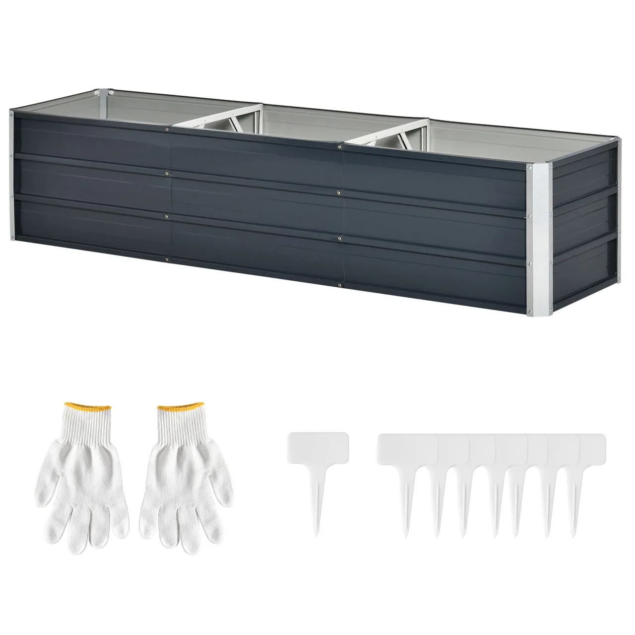 Hochbeet aus Stahl Gartenbeet Pflanzkasten Blumenkasten Blumenkübel mit Handschuhe Dunkelgrau 183 x 47 x 40 cm