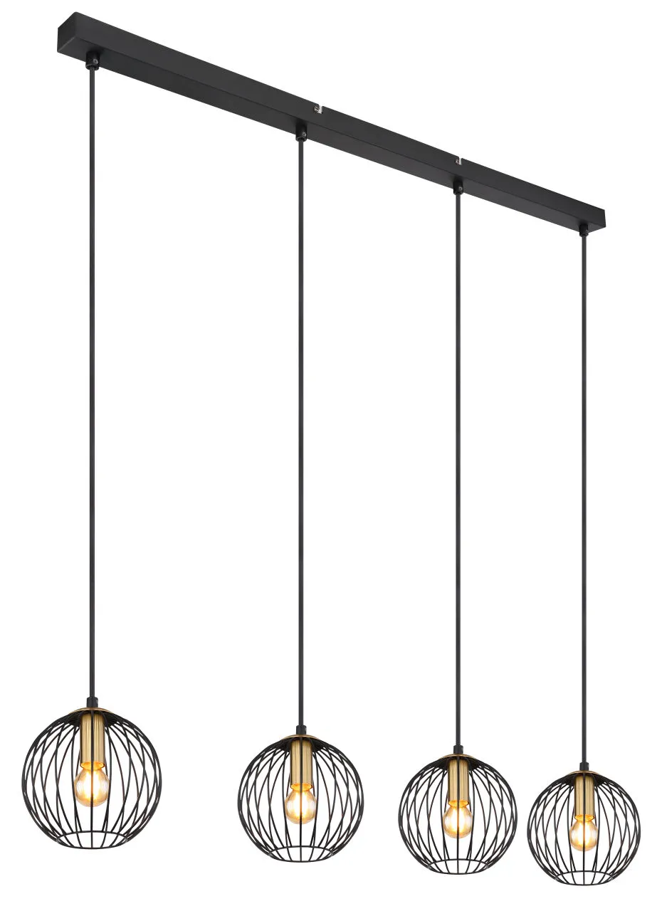 Lighting - EUSEBIUS - Hängeleuchte Metall schwarz, 4x E14