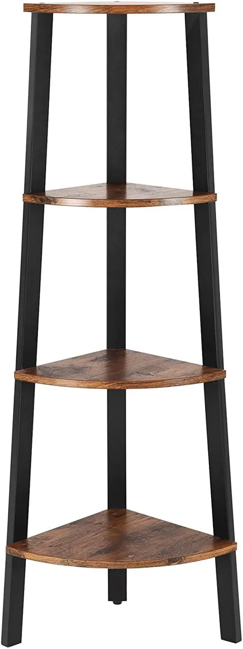 Bücherregal, 4 Ebenen, vintage, schwarz