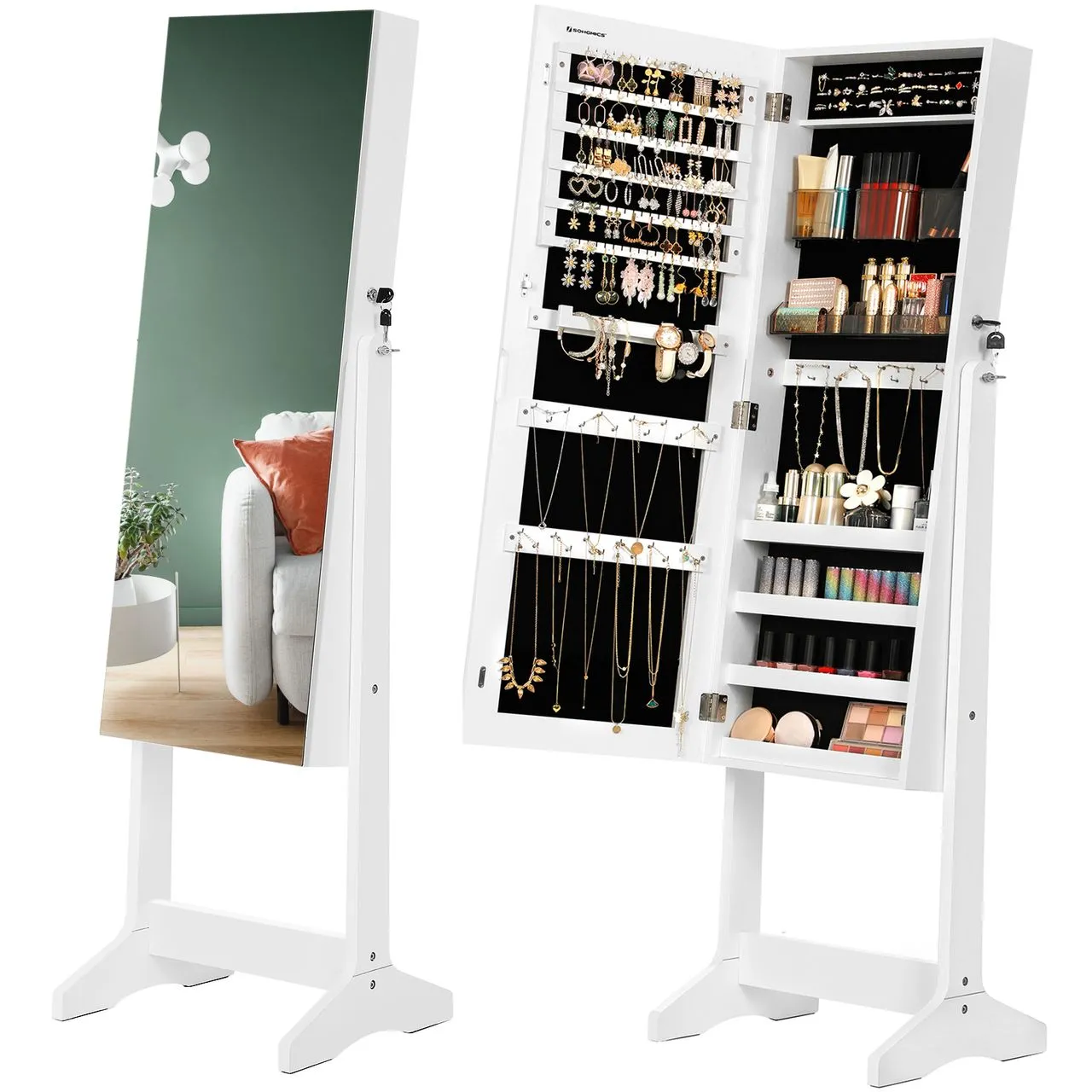 Schmuckschrank, mit 2 separaten Make-up Organizern