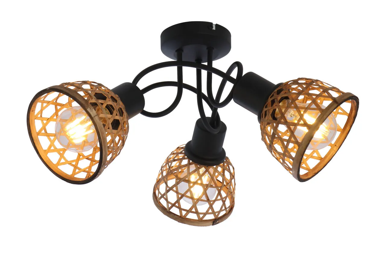 Lighting - WENNA - Deckenleuchte Metall schwarz matt, 3x E27 LED