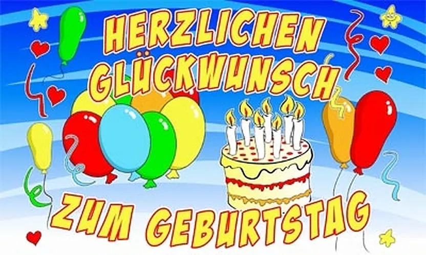Flagge HERZLICHEN GLÜCKWUNSCH ZUM GEBURTSTAG 90 x 150 cm