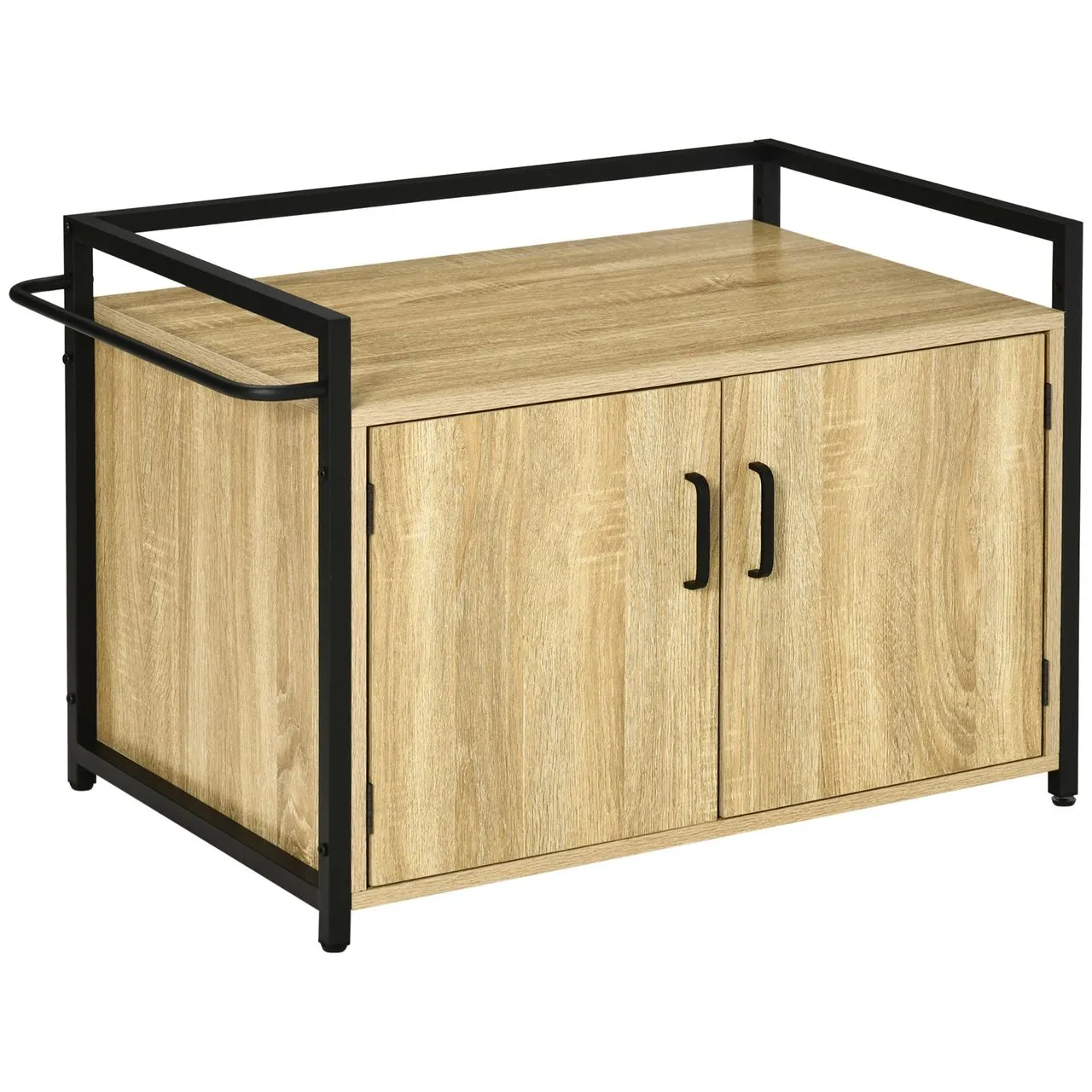Katzenschrank für Katzentoilette Katzenklo Beistelltisch Katzenhaus Katzenkommode Schrank Spanplatte Naturholz 82,3 x 51 x 54 cm
