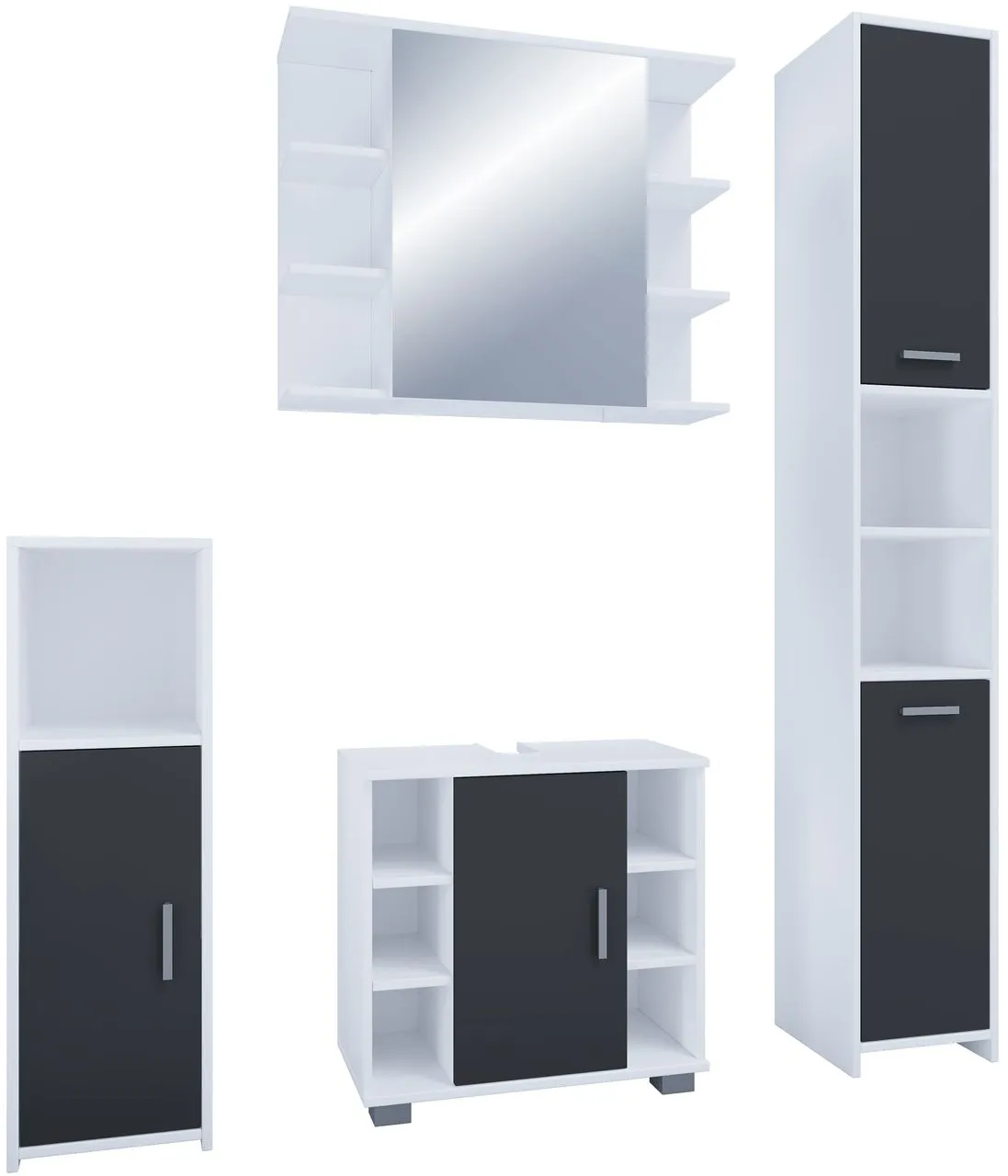 4-tlg. Badmöbelset Badezimmer Set "Zalo II" Schwarz
