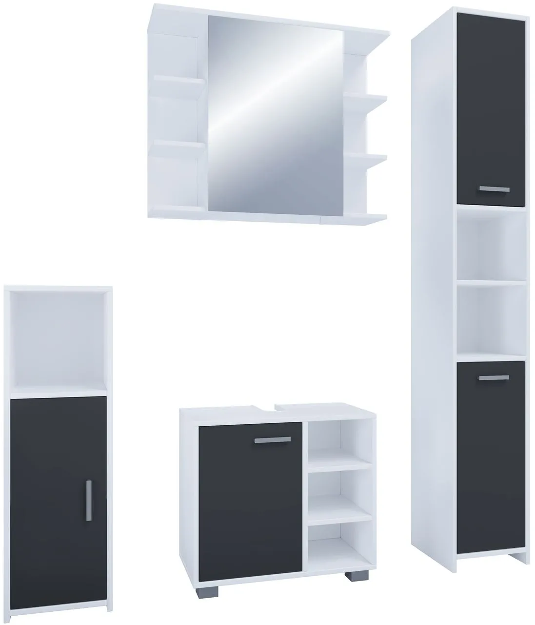 4-tlg. Badmöbelset Badezimmer Set "Zalo I" Schwarz