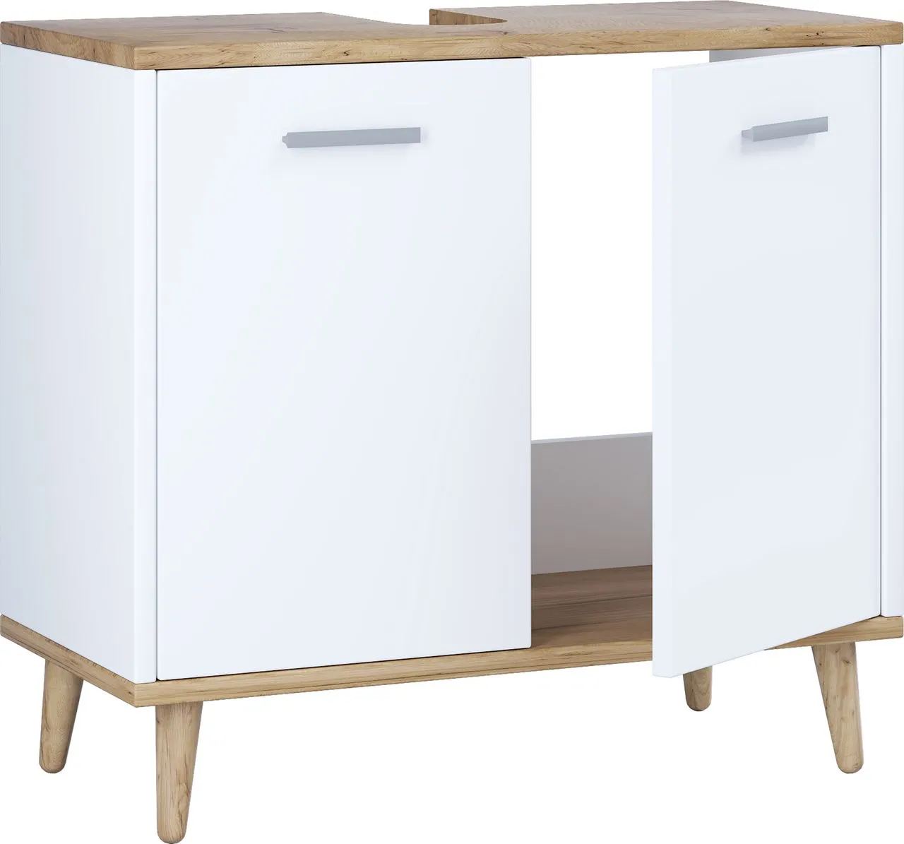 Waschbeckenunterschrank "Landos" Weiß/Honig-Eiche