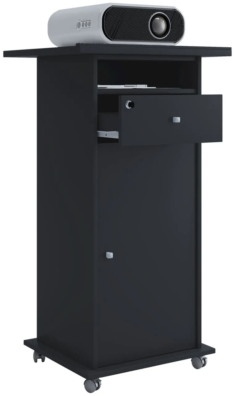 Beamer-Stand "Neta" mit Tür Schwarz