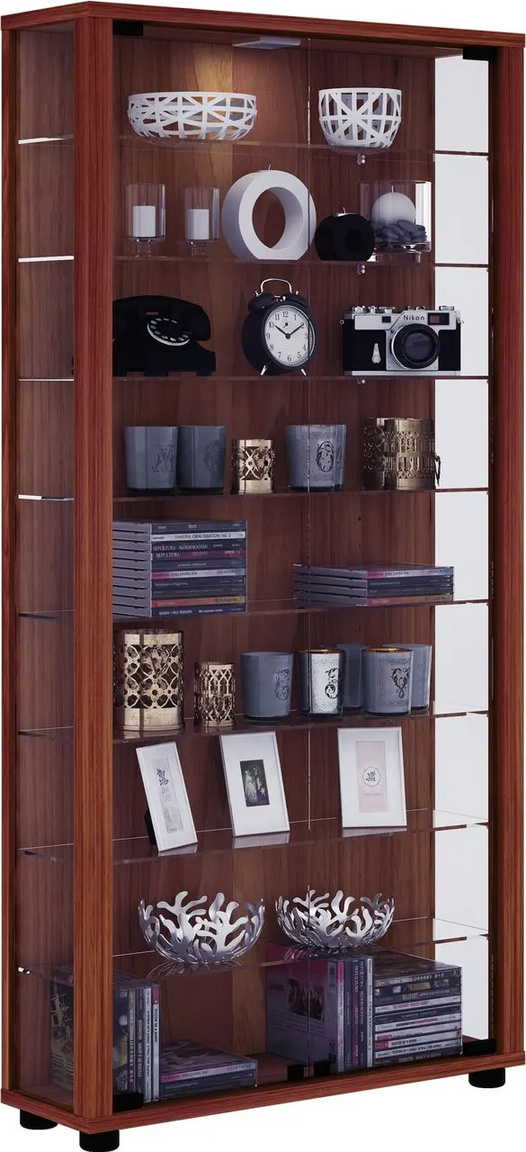 Standvitrine "Lumo Maxi" | Inkl. LED-Beleuchtung Kern-Nussbaum