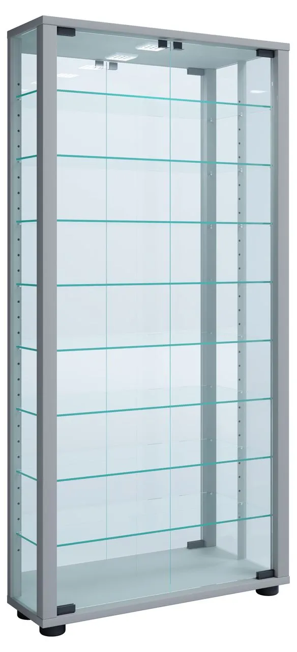 Wandvitrine "Vitrosa Maxi" mit Spiegel Silber
