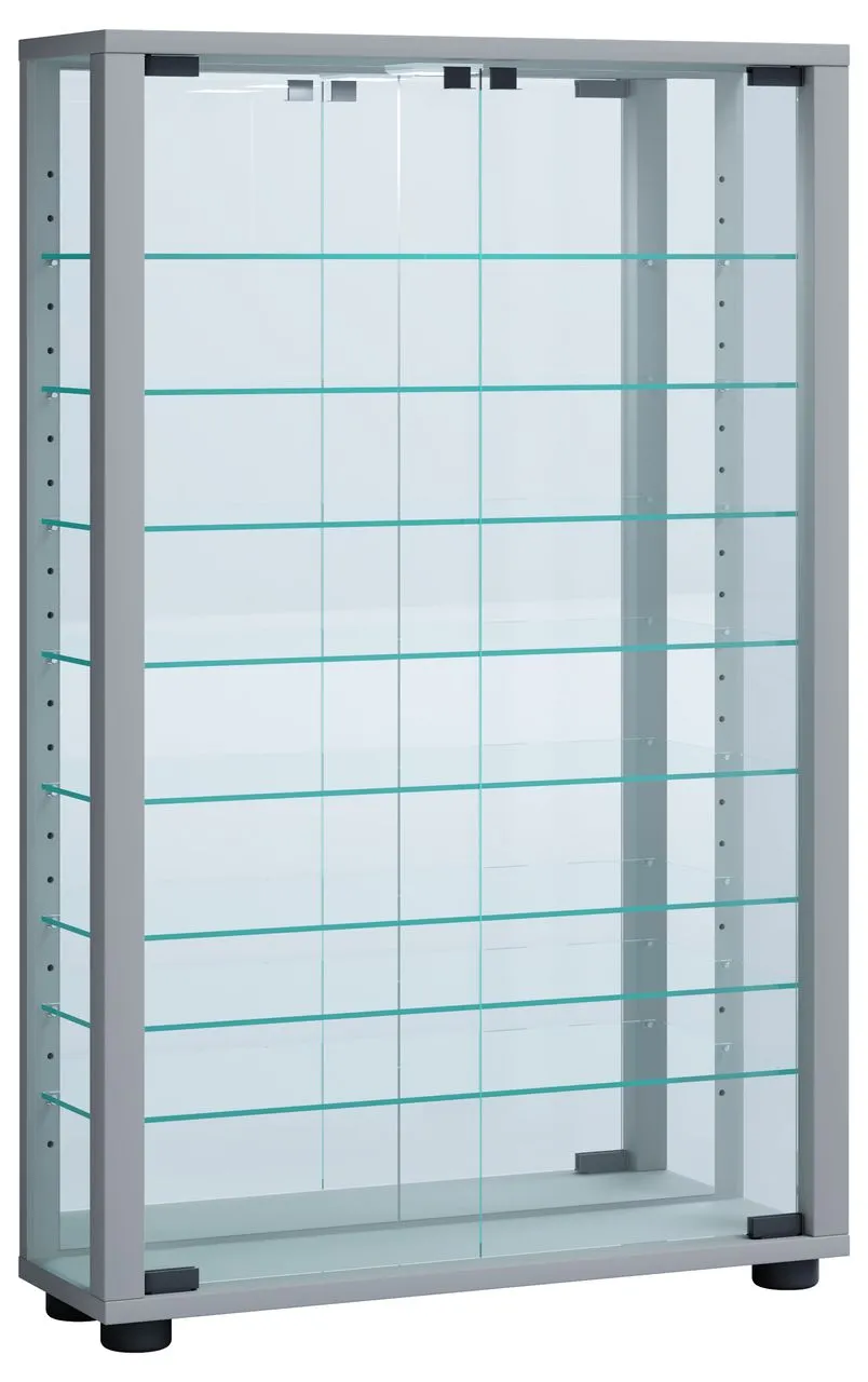 Wandvitrine "Vitrosa Mini" mit Spiegel | Inkl. LED-Beleuchtung Silber