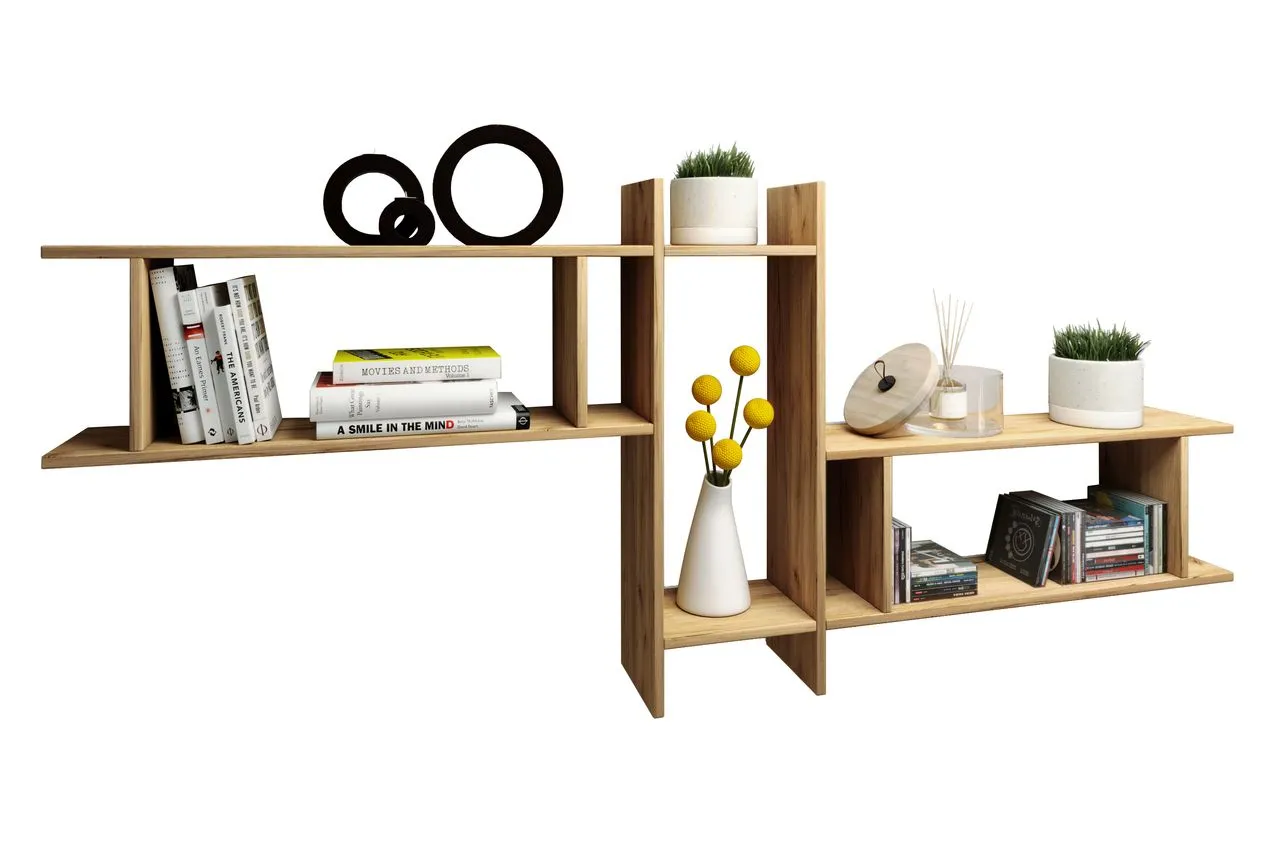 3er Wandregal-Set "Sirola Maxi" Honig-Eiche