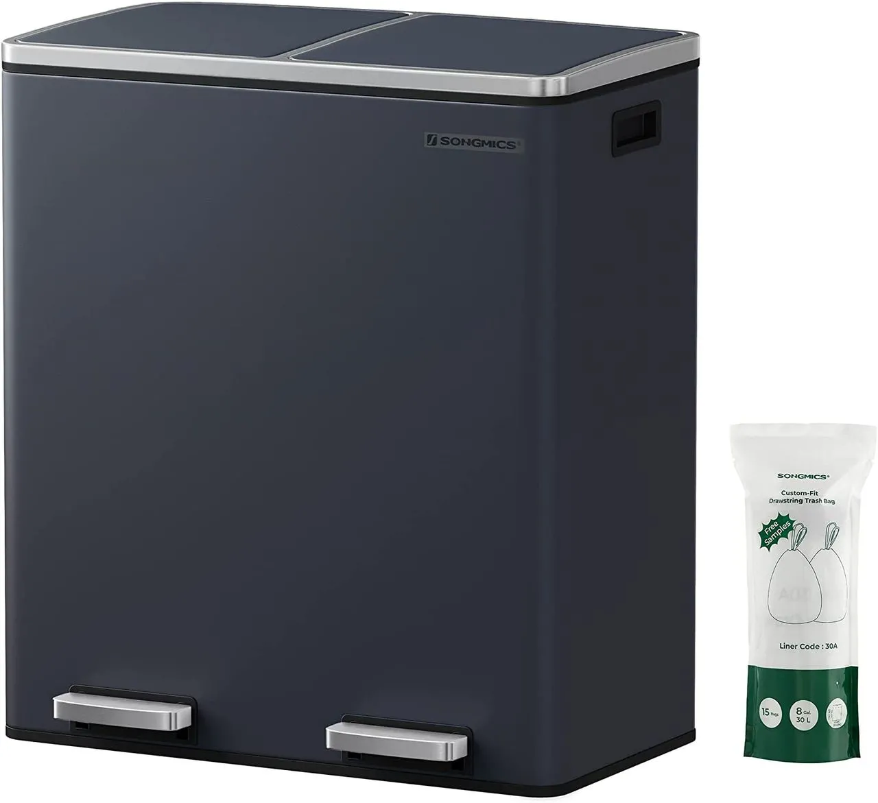 Mülleimer grau, 58,6x32x65 cm