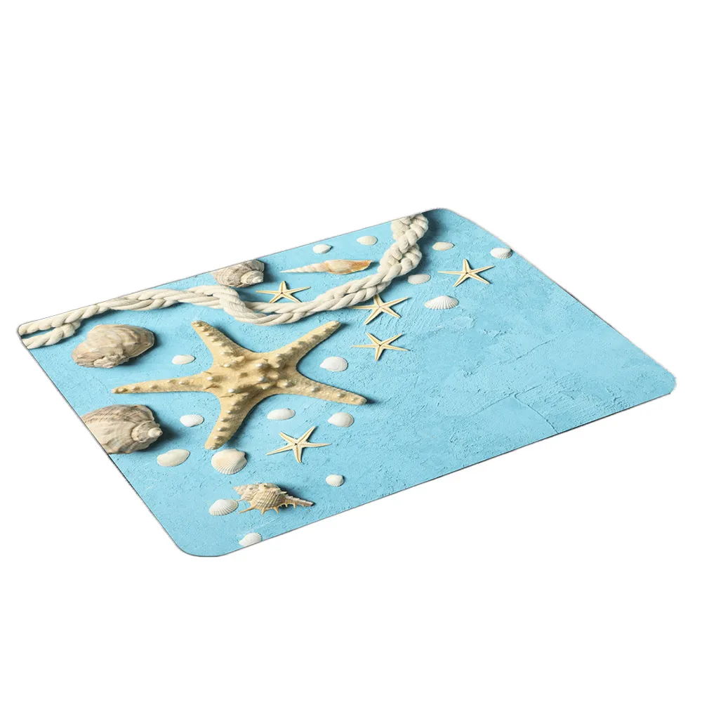 Weichschaum-Badematte, eckig ca. 50 x 55 cm - Seestern/Muscheln Aqua