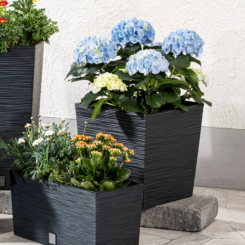 Powertec Garden Blumentopf "Florenz" - Eckig, ca. 19 Liter, Anthrazit