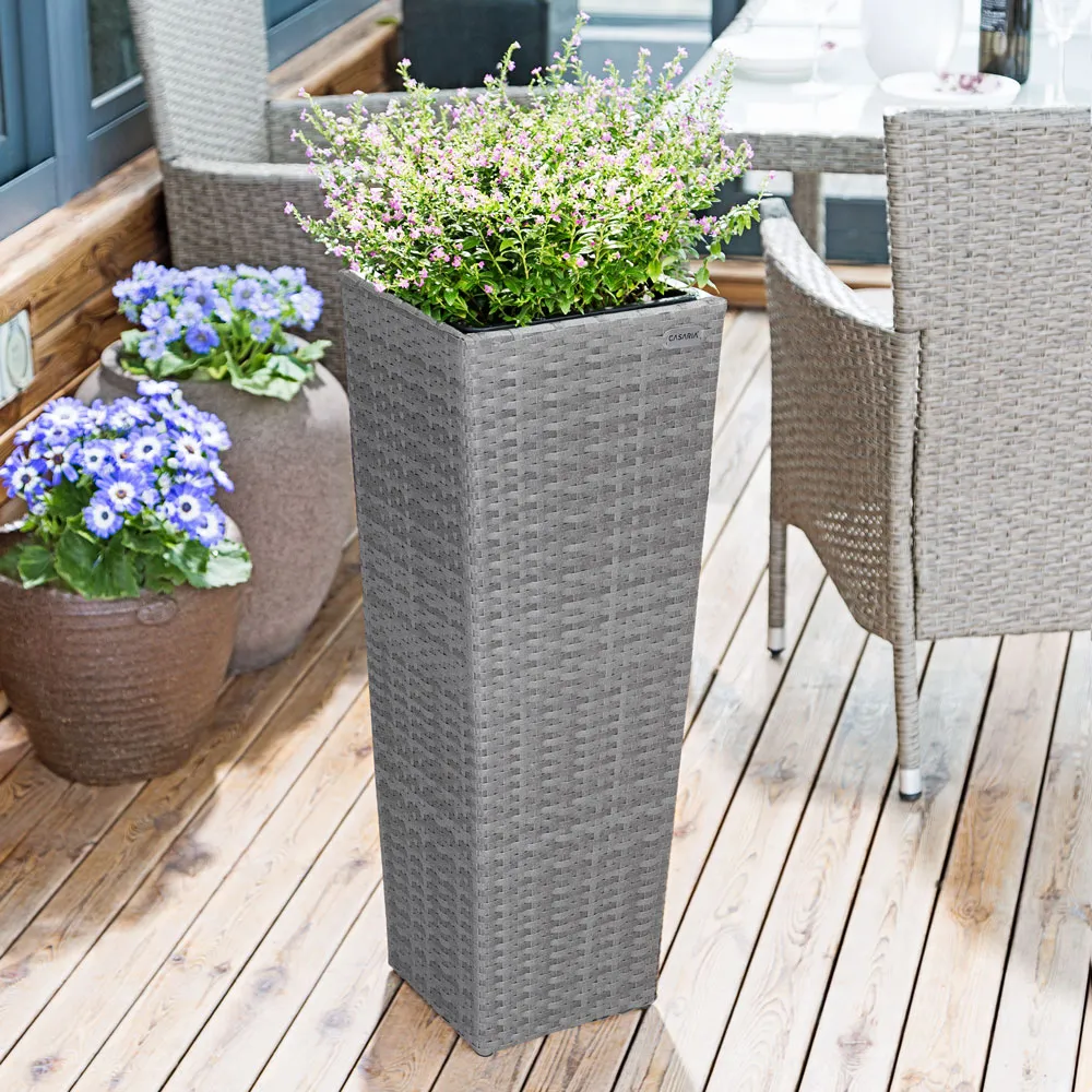 Blumenkasten Polyrattan 80x30x30cm 61x24,5x24,5cm 41x21x21cm 3er Set grau