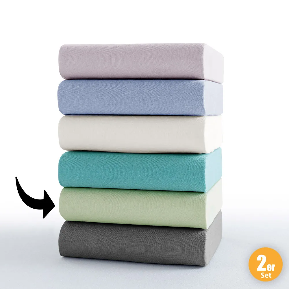 Jersey Spannbetttuch Supersoft 94/6 ca. 140-160x200 cm, Grün, 2er Set
