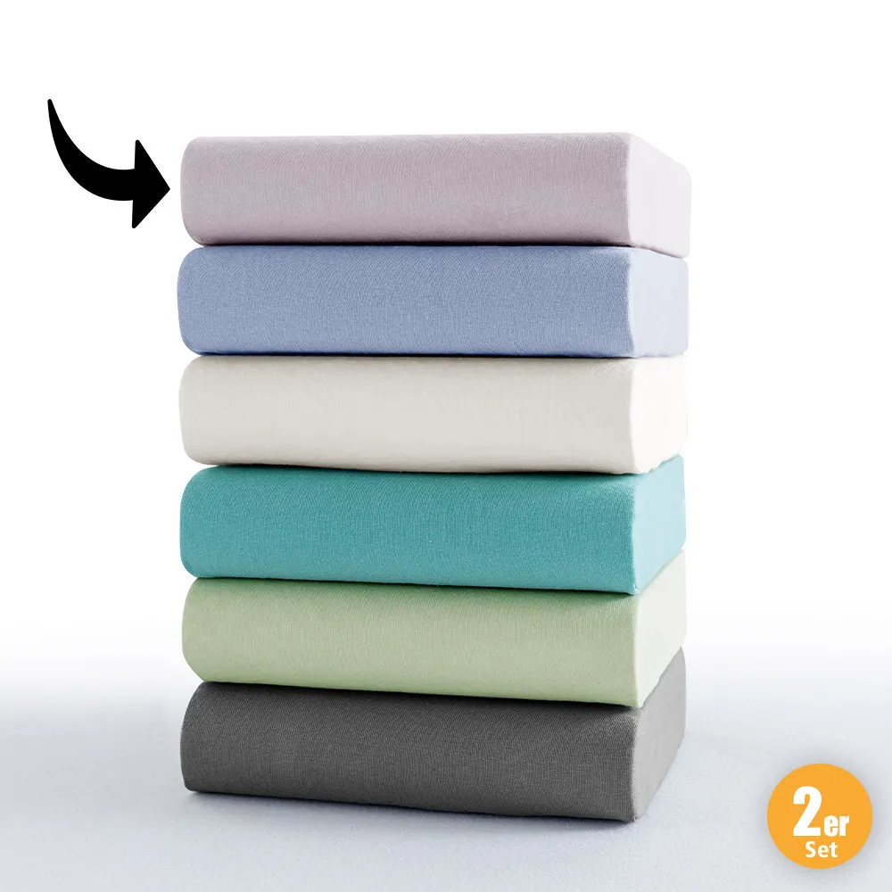 Jersey Spannbetttuch Supersoft 94/6 ca. 180-200x200 cm, Silber, 2er Set