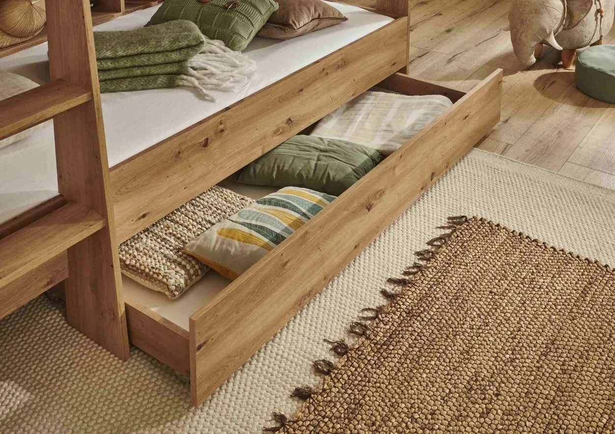 Bettkasten auf Rollen zu Etagenbett SWAY, Ausf. Eiche Artisan Dekor