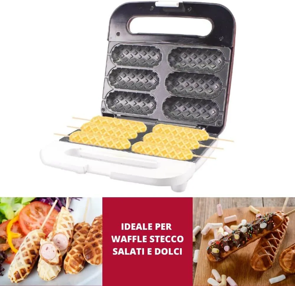 Beper P101CUD100 Waffeleisen für Waffel am Spiess in rot antihaftbeschichtet für 6 Waffeln
