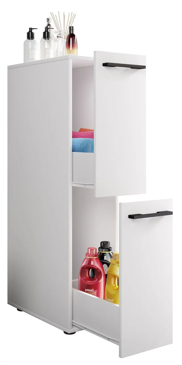 Badmöbel Nischenschrank Raumteiler Badschrank Midischrank Schublade Sadilo L weiß