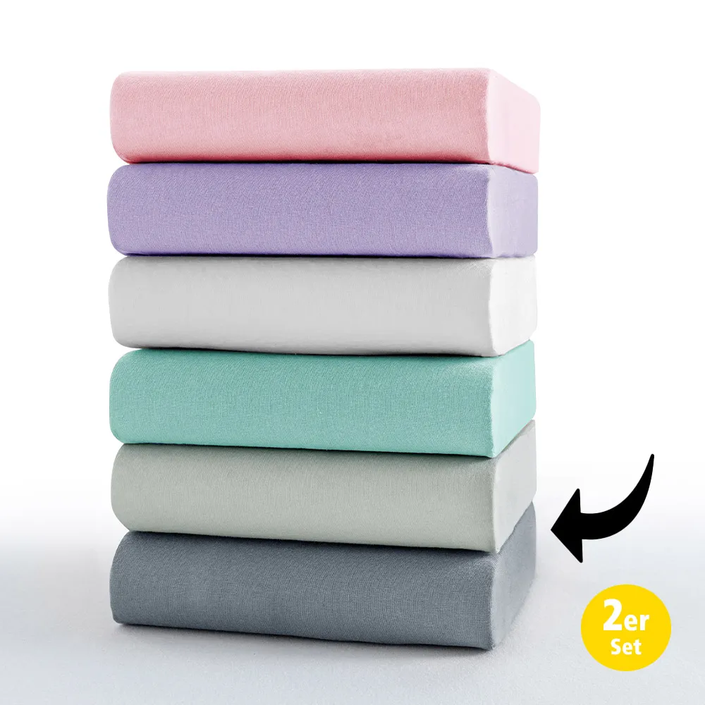 Mikrofaser Interlock Spannbetttuch - ca. 140 - 160 x 200 cm, Anthrazit, 2er-Set