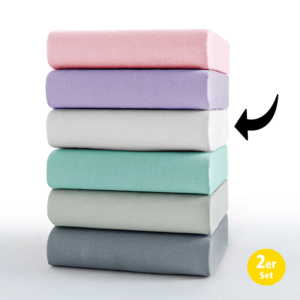 Mikrofaser Interlock Spannbetttuch - ca. 180 - 200 x 200 cm, Offwhite, 2er-Set