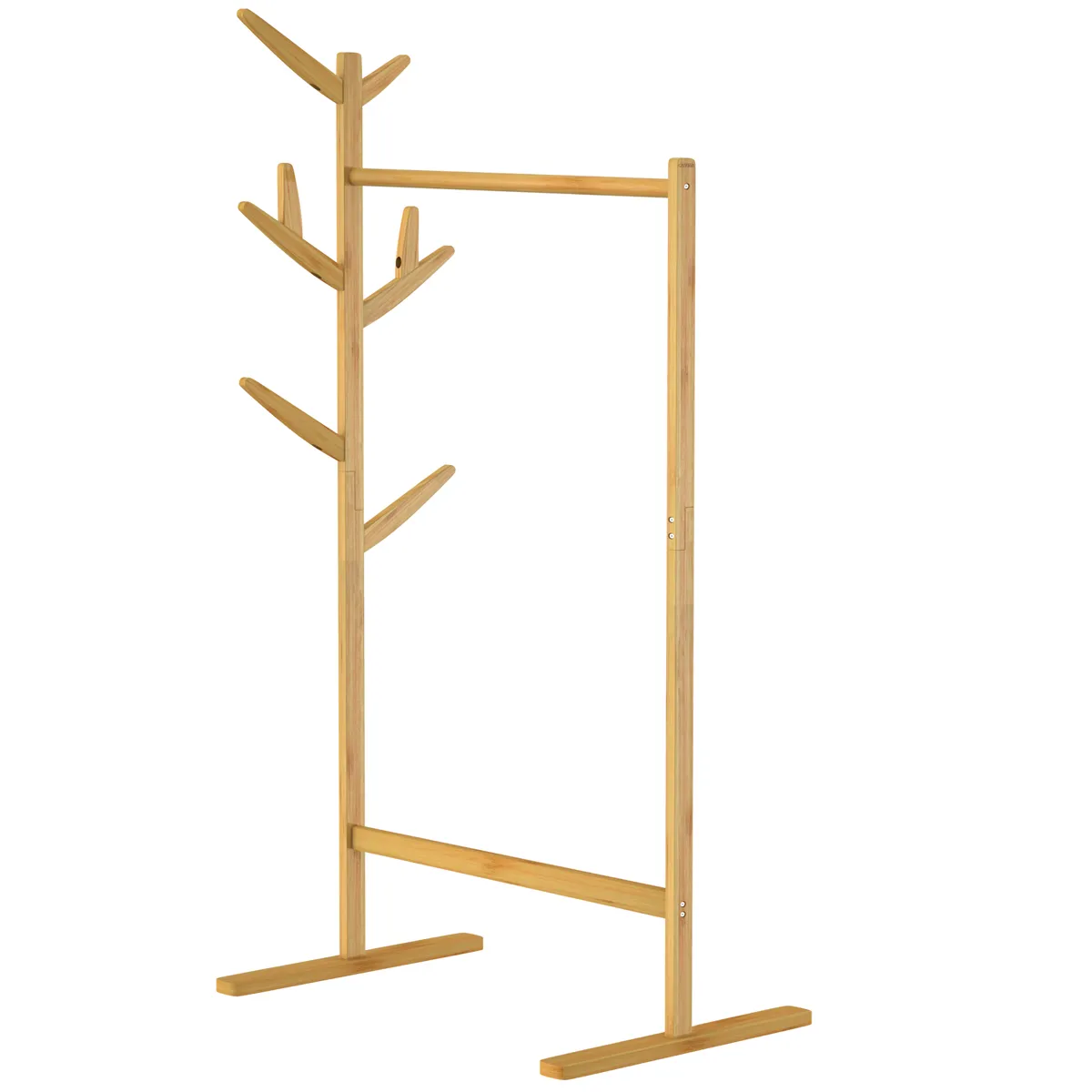 Casaria Kleiderständer Garderobenständer Bambus mit Keiderstange und 8 Haken