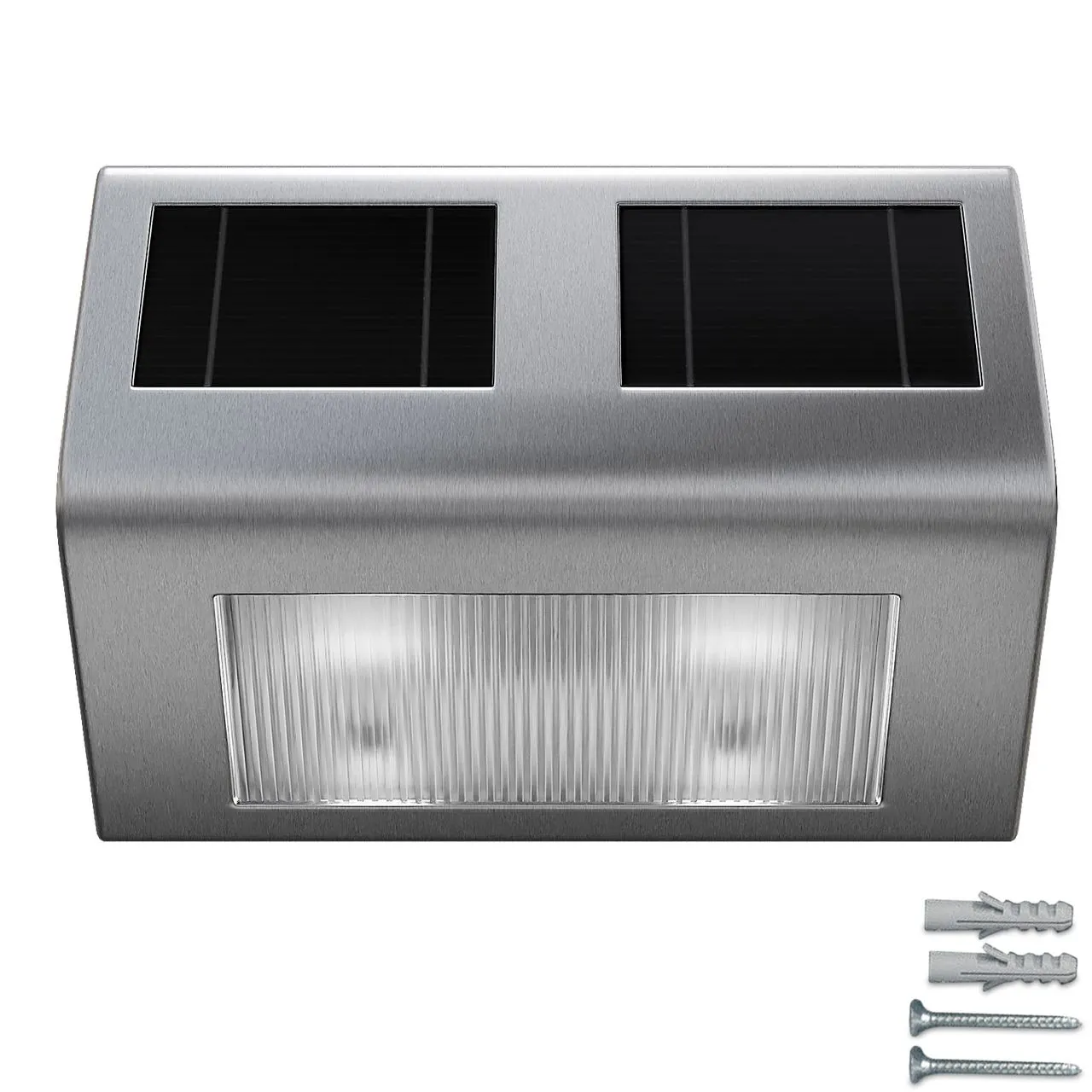 monzana LED Solar Wandleuchte Edelstahl IP65