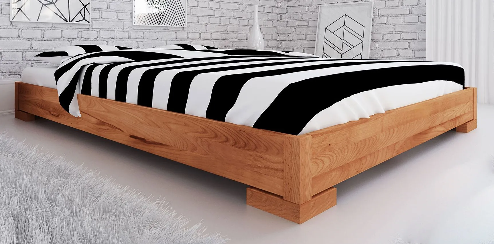 Doppelbett Kapiti 10 Kernbuche massiv geölt - Liegefläche: 160 x 200 cm (B x L)