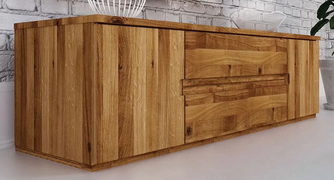 TV-Unterschrank Kapiti 15 Wildeiche massiv geölt - Abmessungen: 44 x 148 x 45 cm (H x B x T)